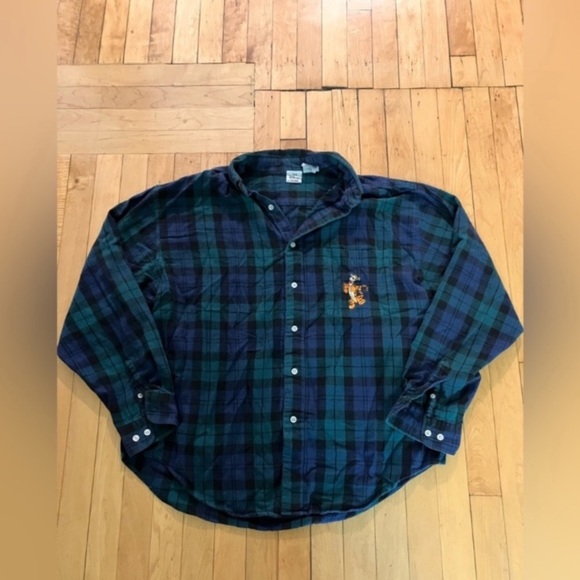 Disney Tops - Disney Catalog Plaid Tigger Character Embroidered Flannel